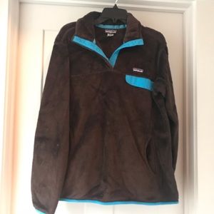 Chocolate Brown Patagonia Fleece. Quarter snap.